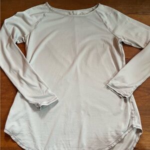 Athleta Striped Gray Long Sleeve Top